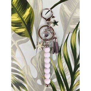 HOPE White Christmas Keychain Bag Charm Multi Suede Tassel Star Snowflake Swivel